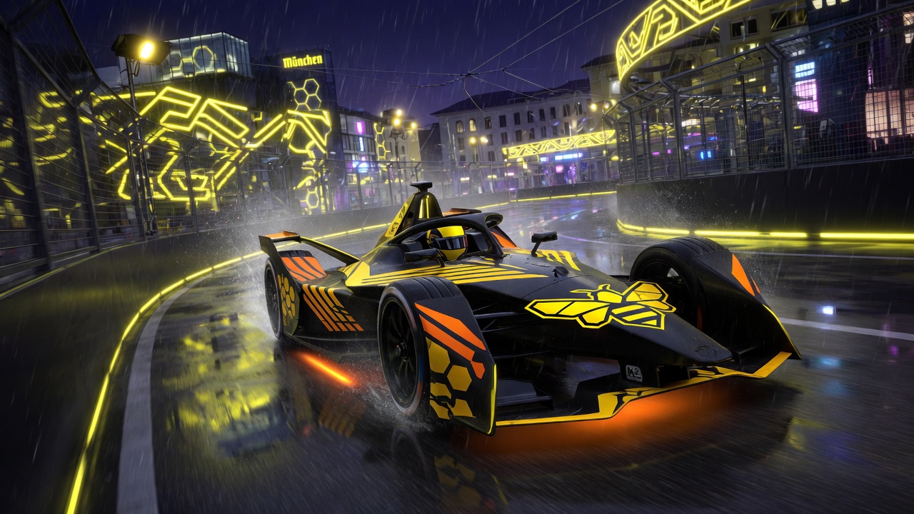 Yellow Bee Racing in München bei Nacht
